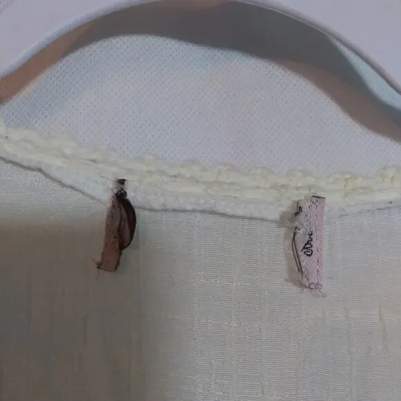 Oliver by Escio Boho Gauzy Cardigan Crochet Granny Square Trim Tie Front Size L - Picture 4 of 9